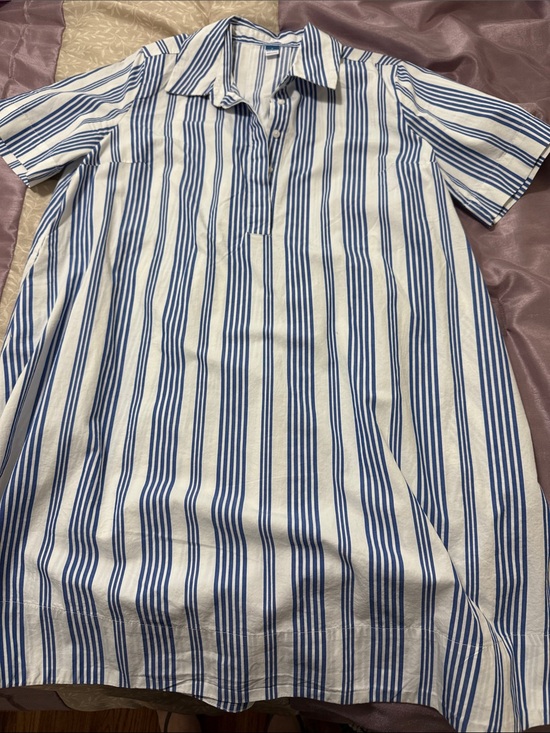 Old Navy Dresses & Skirts - Old Navy Blue and White Vertical Stripe Shirt Dress